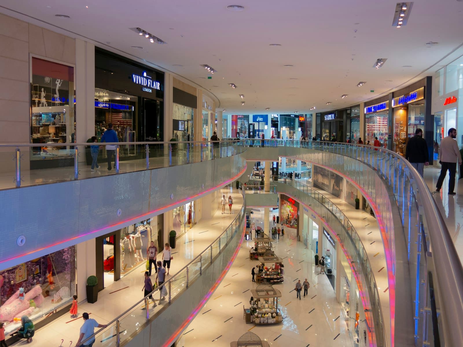 Shoppers in a multi-level mall