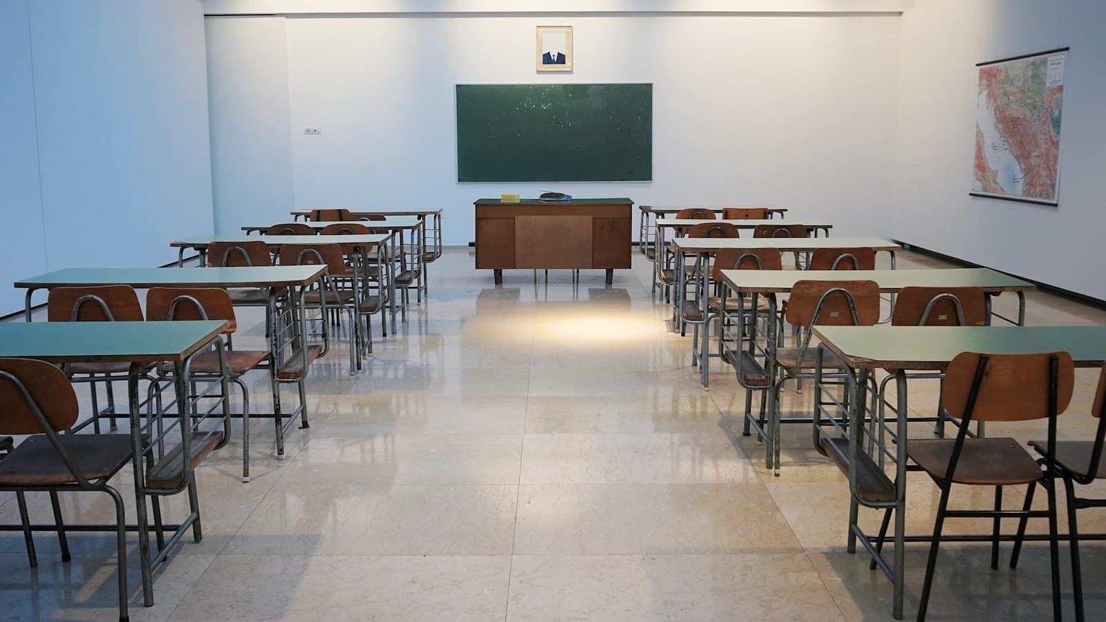 Classroom with desks