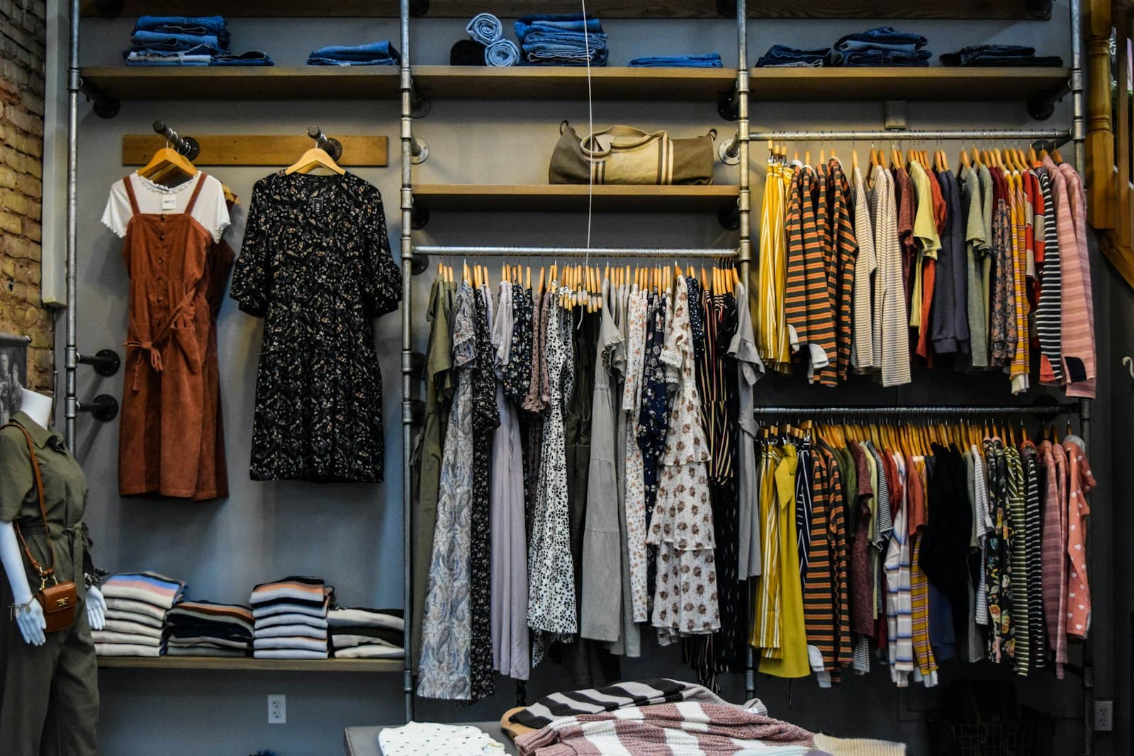 Clothing rails in a retail store